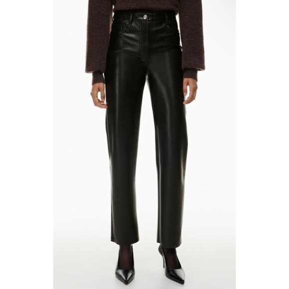 Aritzia Pants Size 4 Wilfred The Melina Pant Black Faux Leather Straight Grunge - Picture 2 of 12